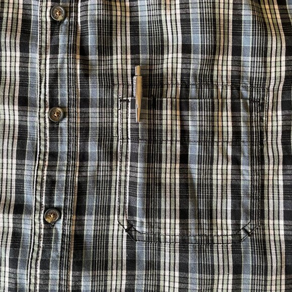 Men's Short-Sleeve, Button-Down, Plaid Shirt w/ Front Pocket (XL) - Picture 9 of 9